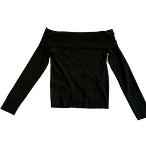 Vero Moda Black Off Shoulder Rib Knit Long Sleeve Top NWT Size Large